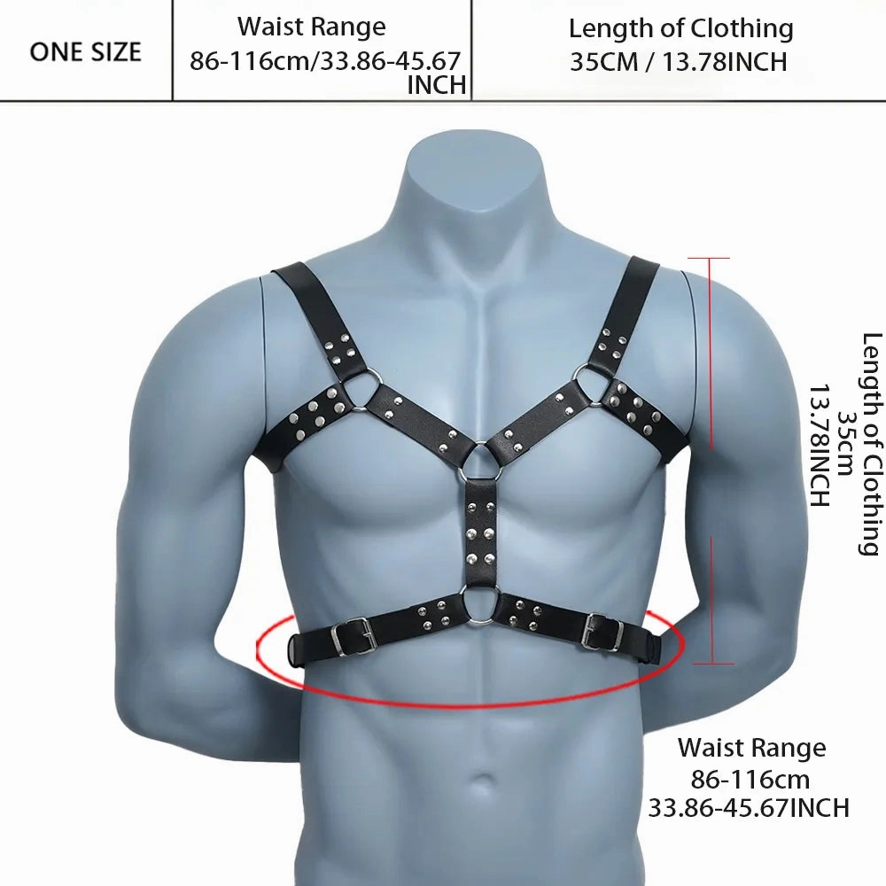 Adjustable Leather Chest Harness for Men Versatile Clubwear Intimate Play