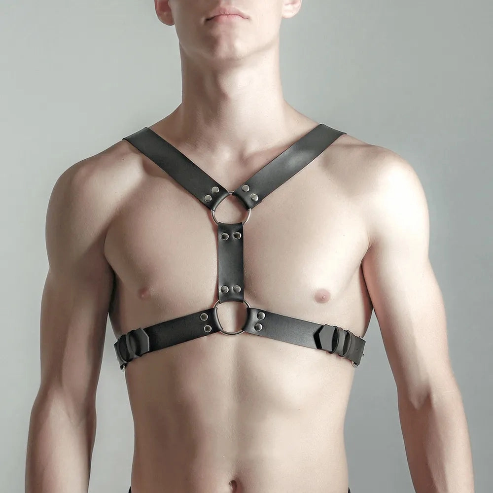 Adjustable Leather Chest Harness for Men Versatile Clubwear Intimate Play