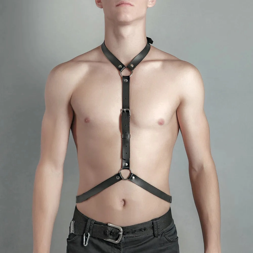 Adjustable Leather Chest Harness for Men Versatile Clubwear Intimate Play