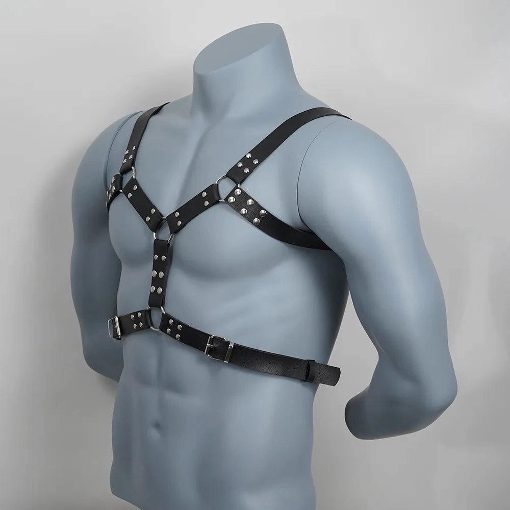 Adjustable Leather Chest Harness for Men Versatile Clubwear Intimate Play