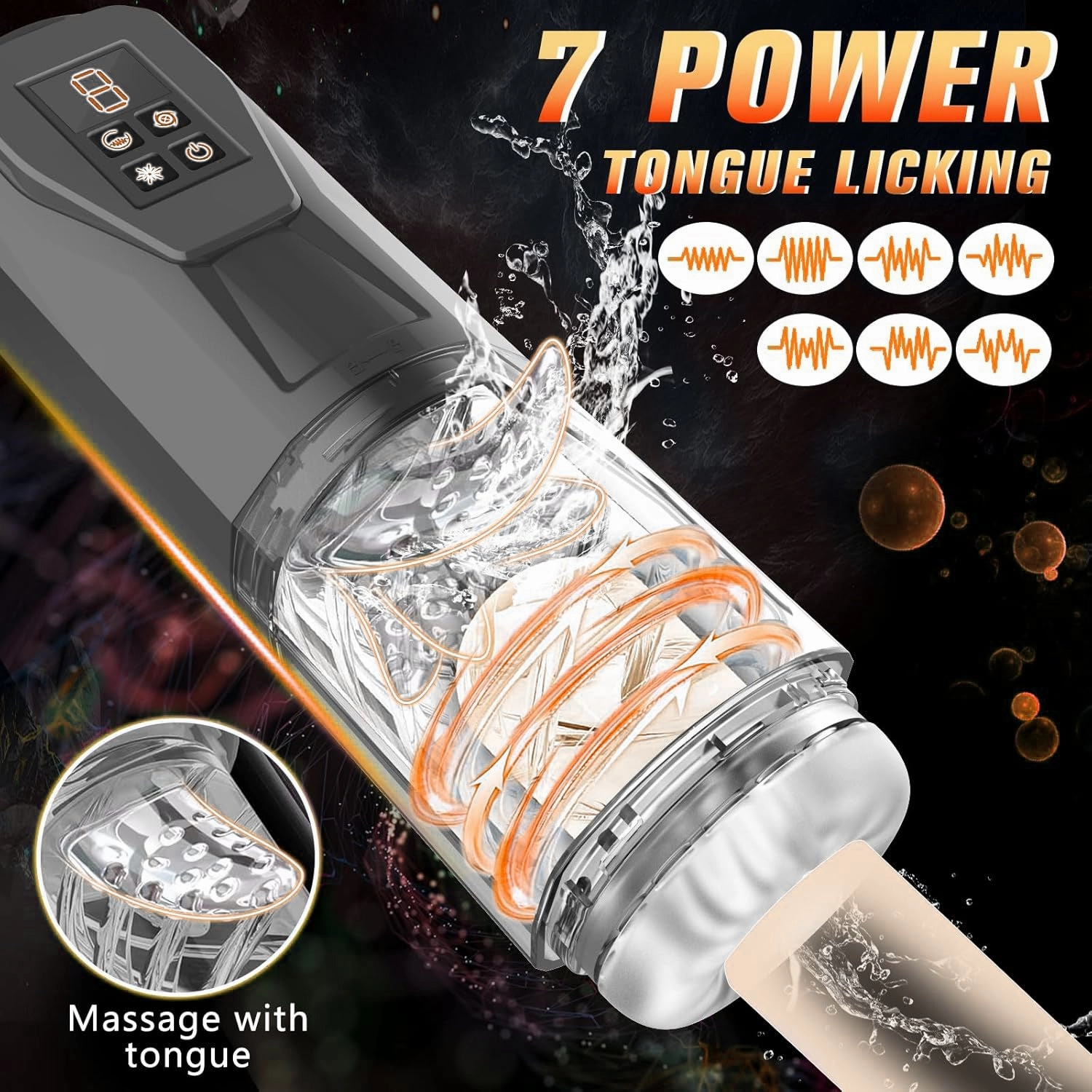 Automatic Male Masturbator with 7 Vibrating & Rotating & Thrusting & Licking,