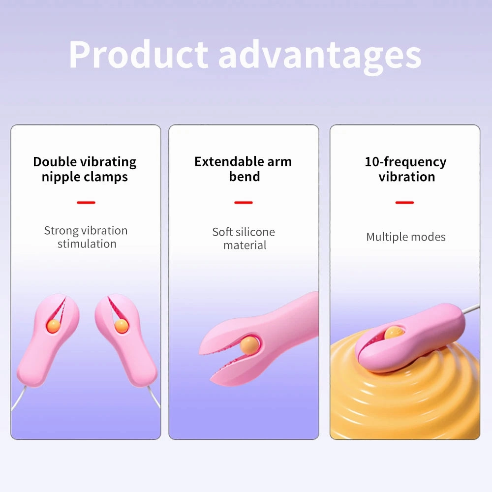 BDSM Essential Electric Nipple Clamps: Breast Massage Vibrator & Enhancer for Women