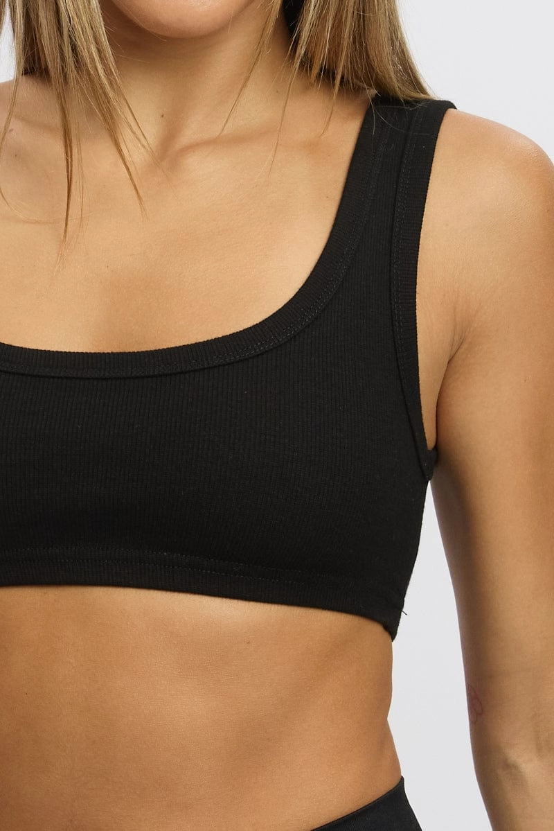Black Bralette Rib Jersey