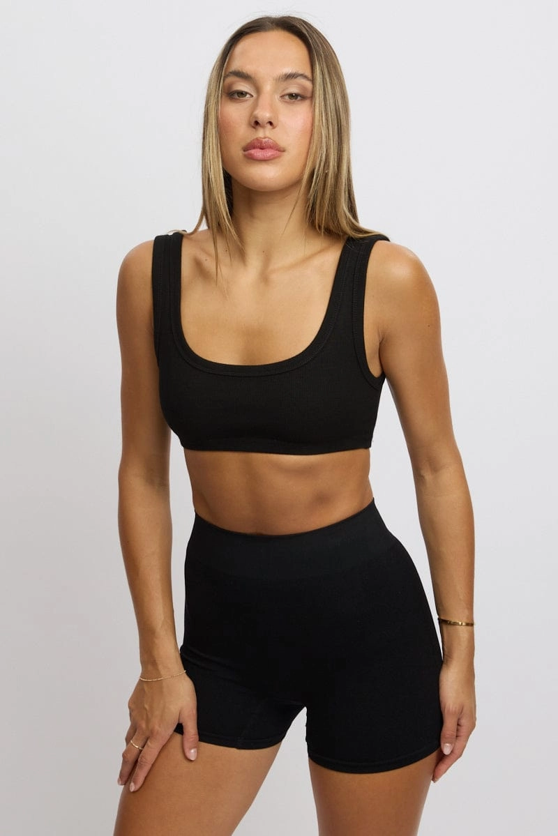 Black Bralette Rib Jersey