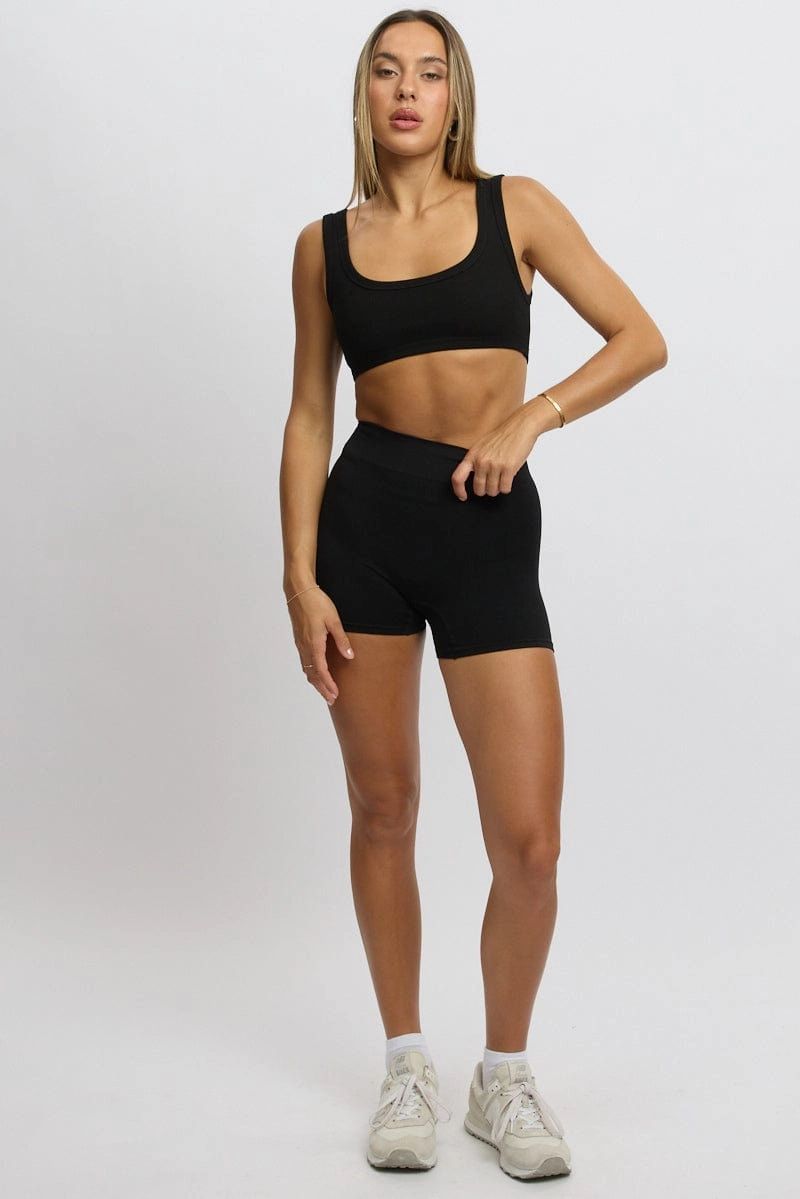Black Bralette Rib Jersey