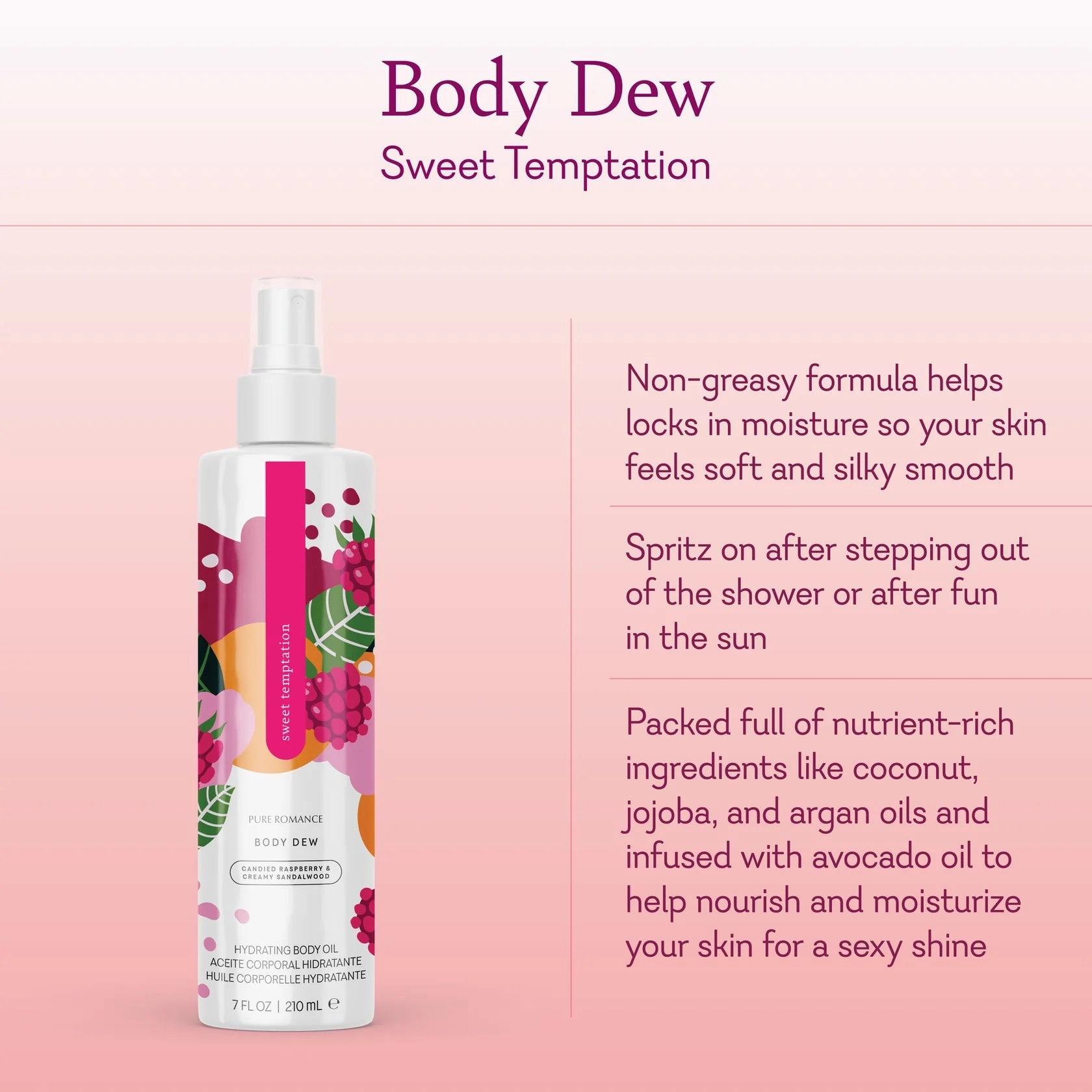 Body Dew - Pheromone Hydrating Body Oil - Sweet Temptation - IN STOCK - 33 LEFT! - Pure Romance