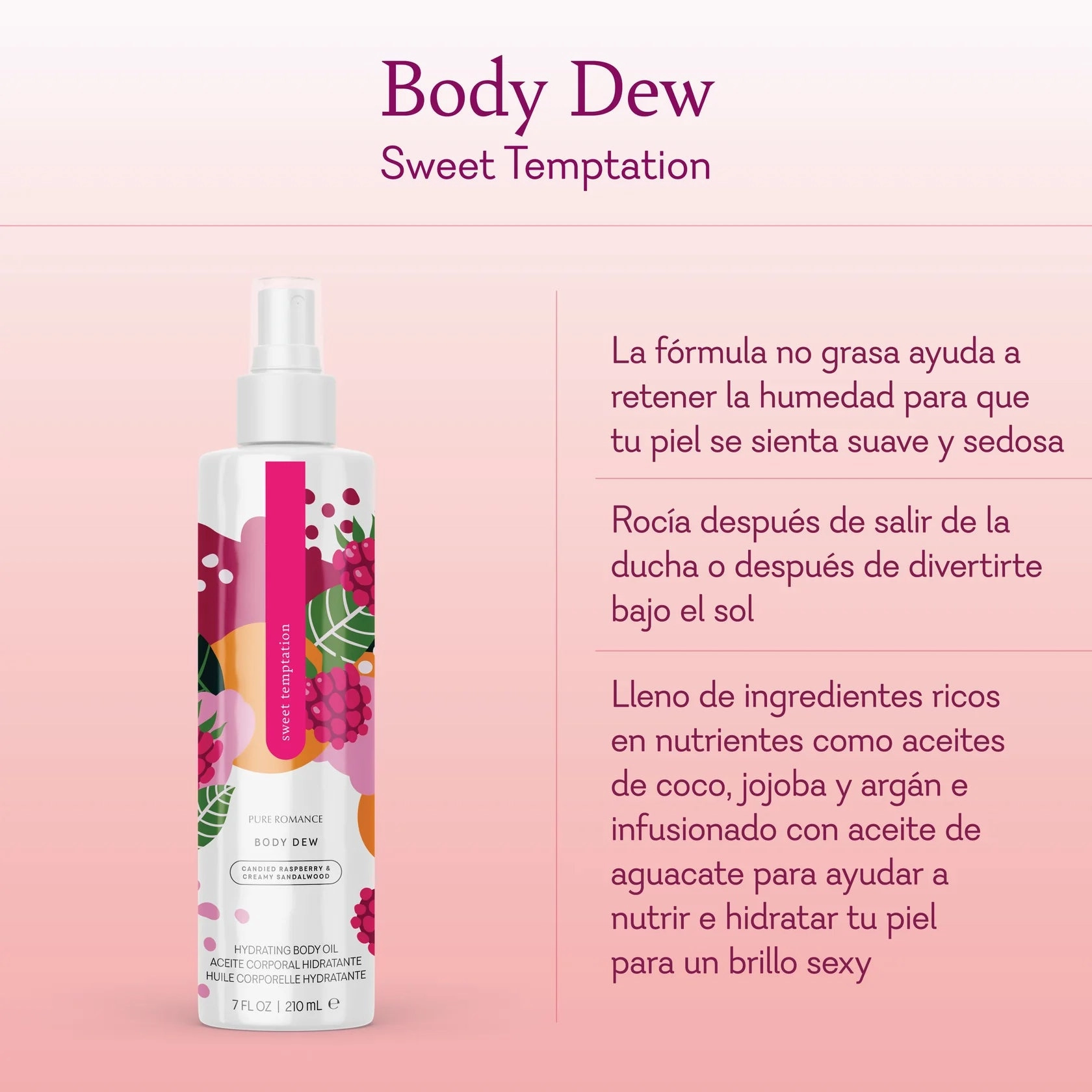Body Dew - Pheromone Hydrating Body Oil - Sweet Temptation - IN STOCK - 33 LEFT! - Pure Romance