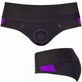 Brief  Harness - Black & Purple Stripe - 3X