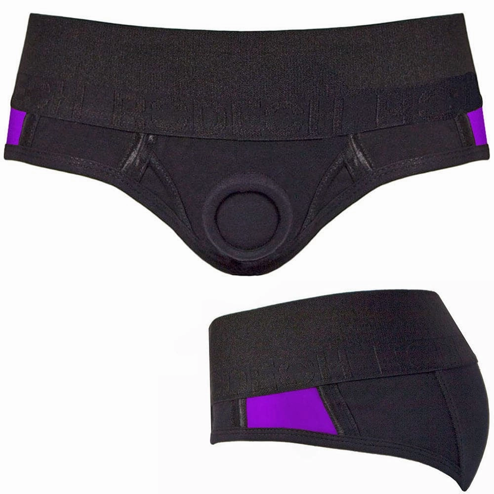 Brief  Harness - Black & Purple Stripe - 3X