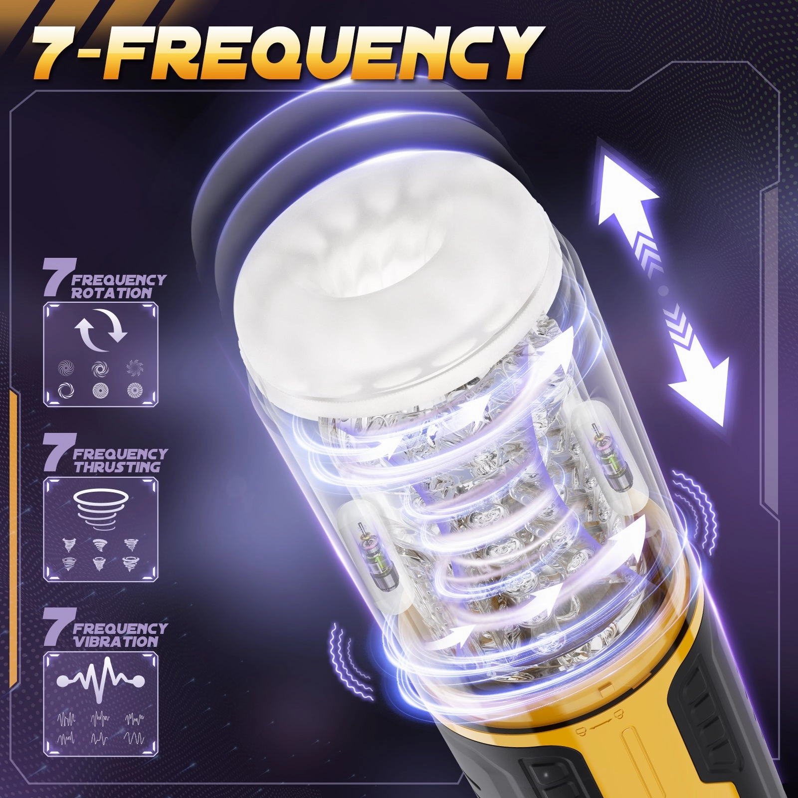 Bumblebee-Masturbator ( 7*Rotating&Thrusting 7*Vibrator One-button Burst)