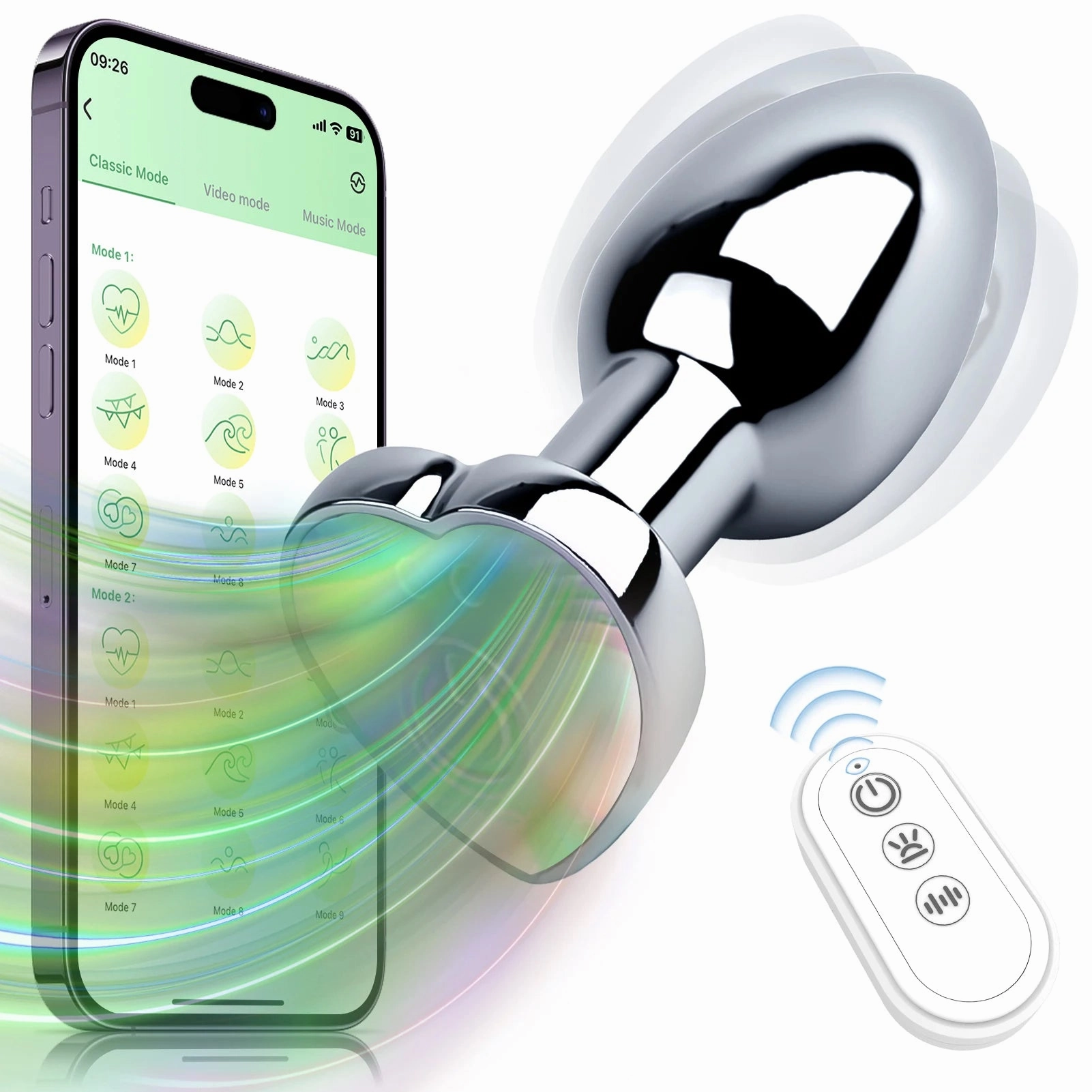 Butt Plug Vibrator: 7 Vibration Modes, Remote Control Stainless Steel Anal Toy