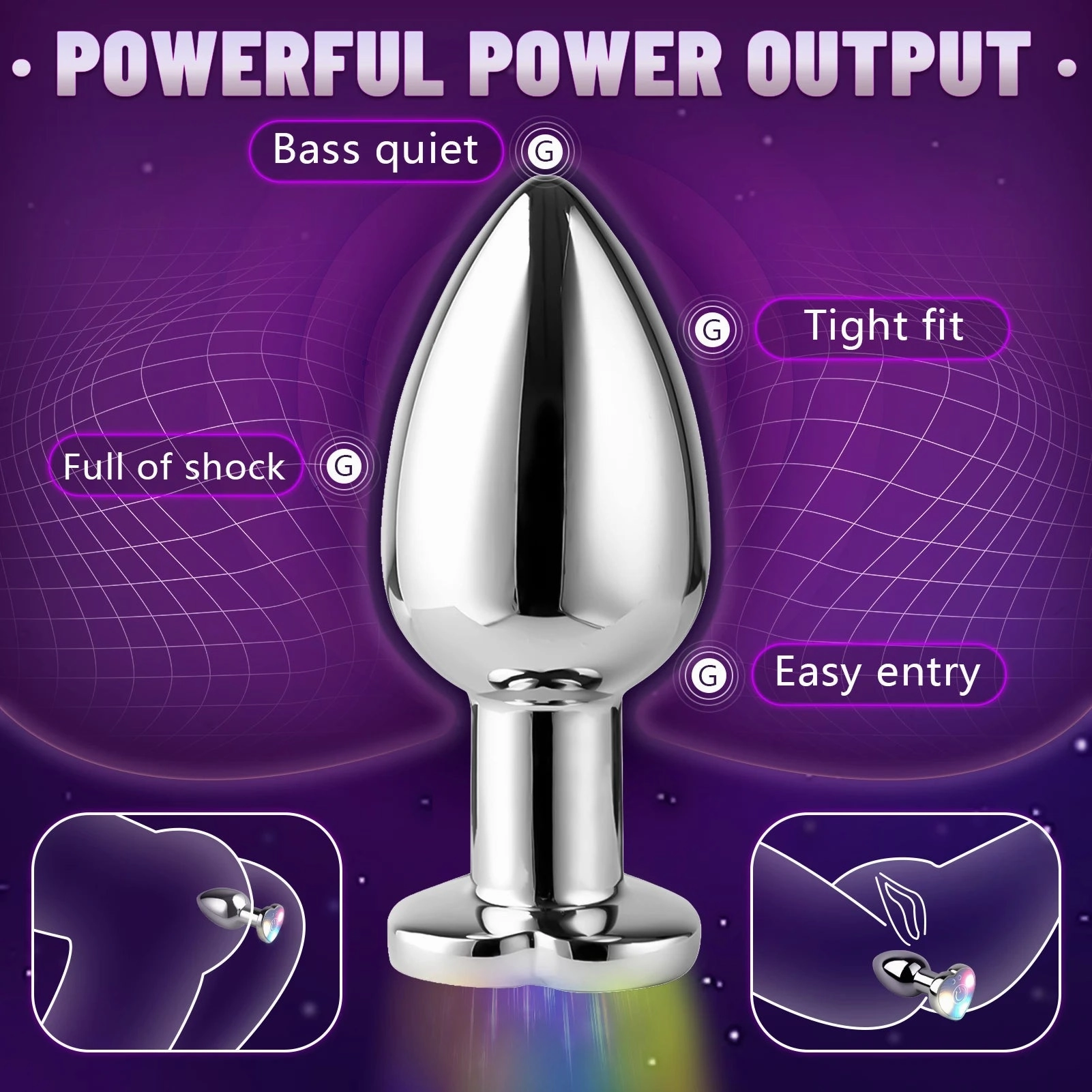 Butt Plug Vibrator: 7 Vibration Modes, Remote Control Stainless Steel Anal Toy