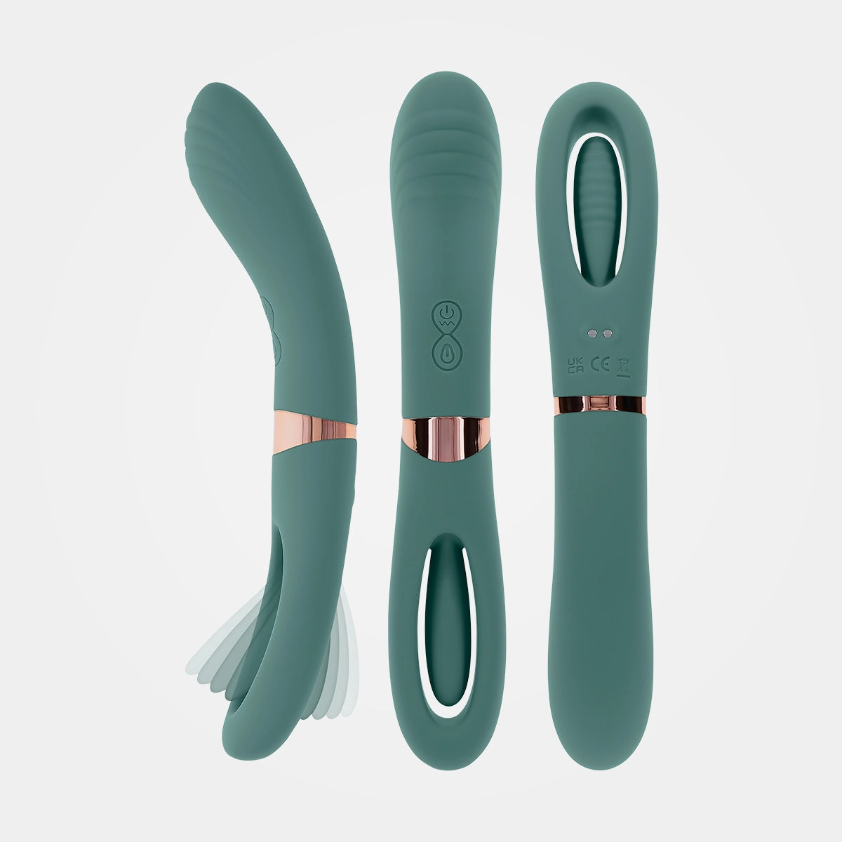 Chick Flick - Olive Green Rechargeable Double Ended G-Spot Vibrator with Flicking Tip