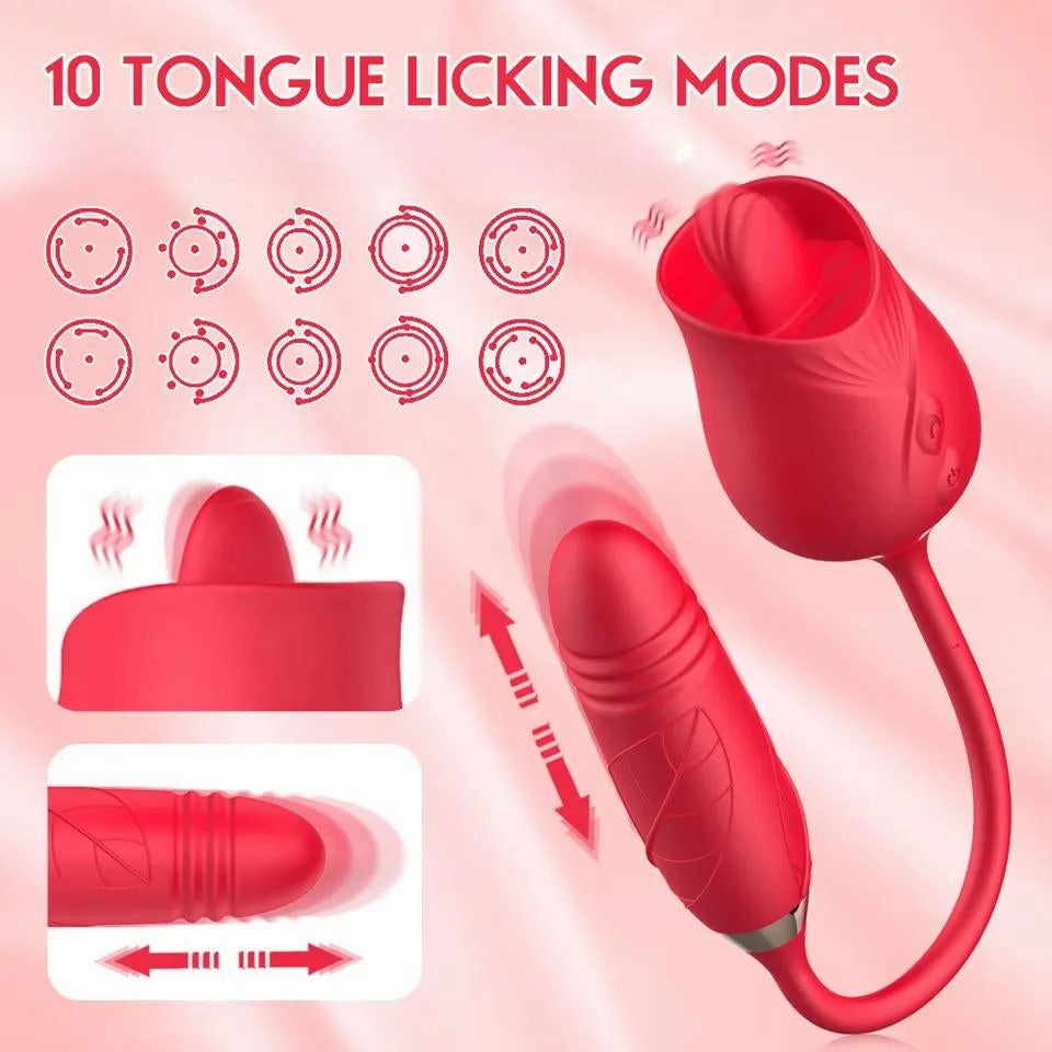Clitoral Licking Rose Vibrator with Love Egg