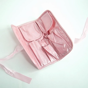 CLOSEOUT - BAG PINK WITH RIBBON TIE INCLUDES 4 INNER POCKETS