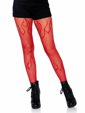 Flame Fishnet Red Stockings