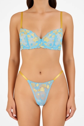 Golden Hour Floral Embroidered Lingerie - Bra & Panty Set