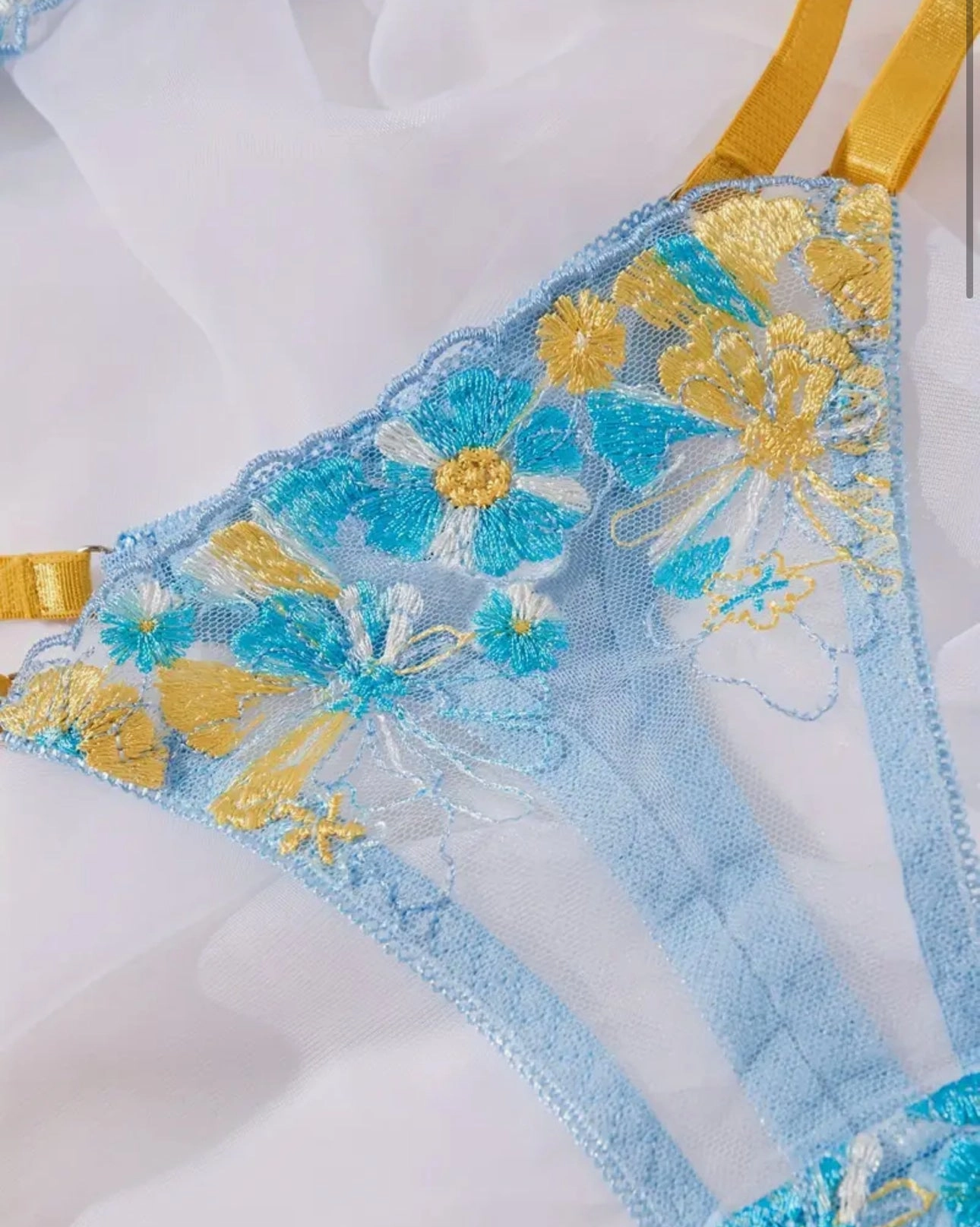 Golden Hour Floral Embroidered Lingerie - Bra & Panty Set