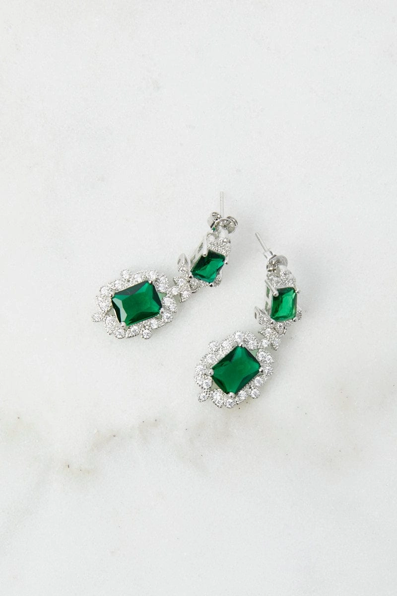 Green Crystal Earrings