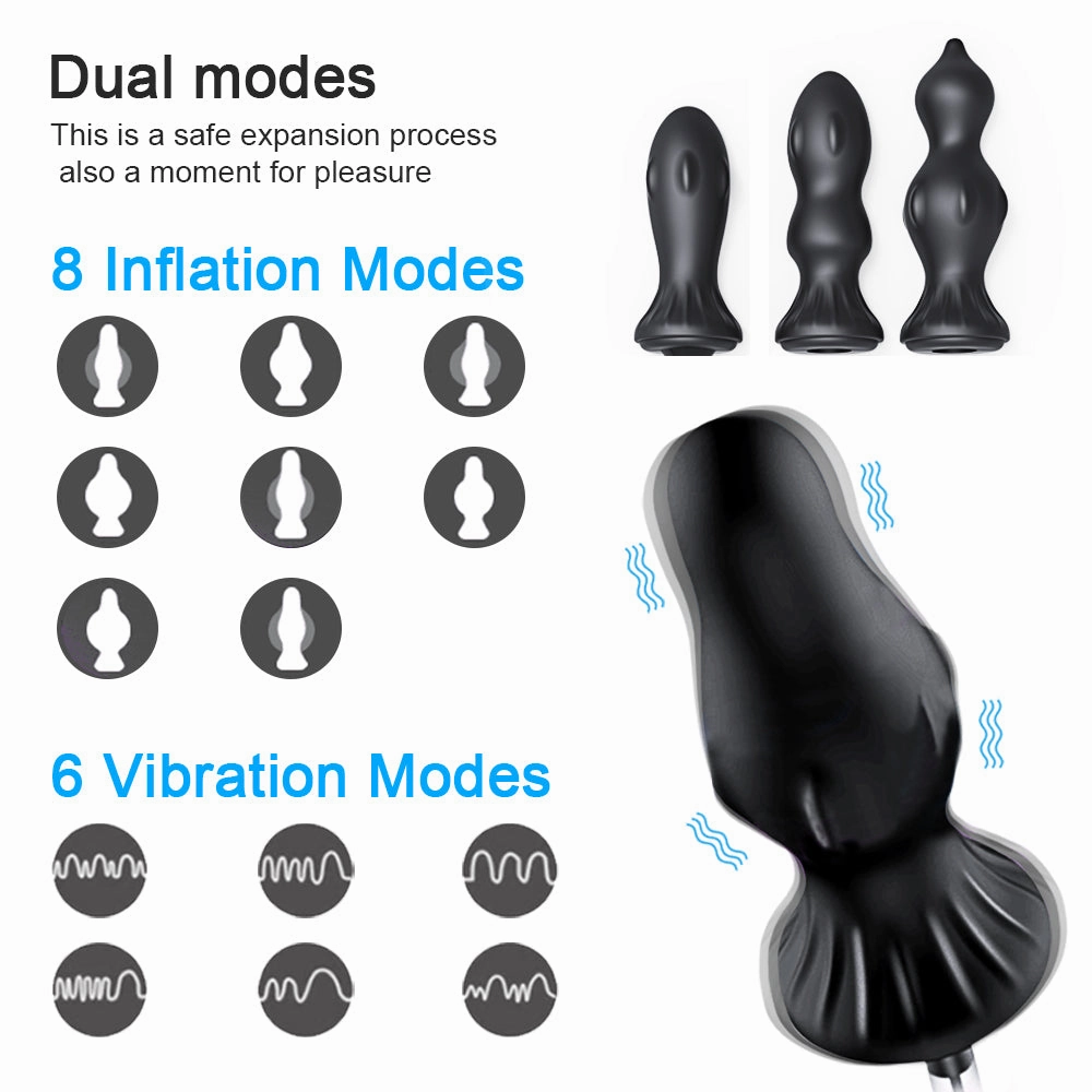 Multi-Head Wired Remote Control Inflatable Anal Plug