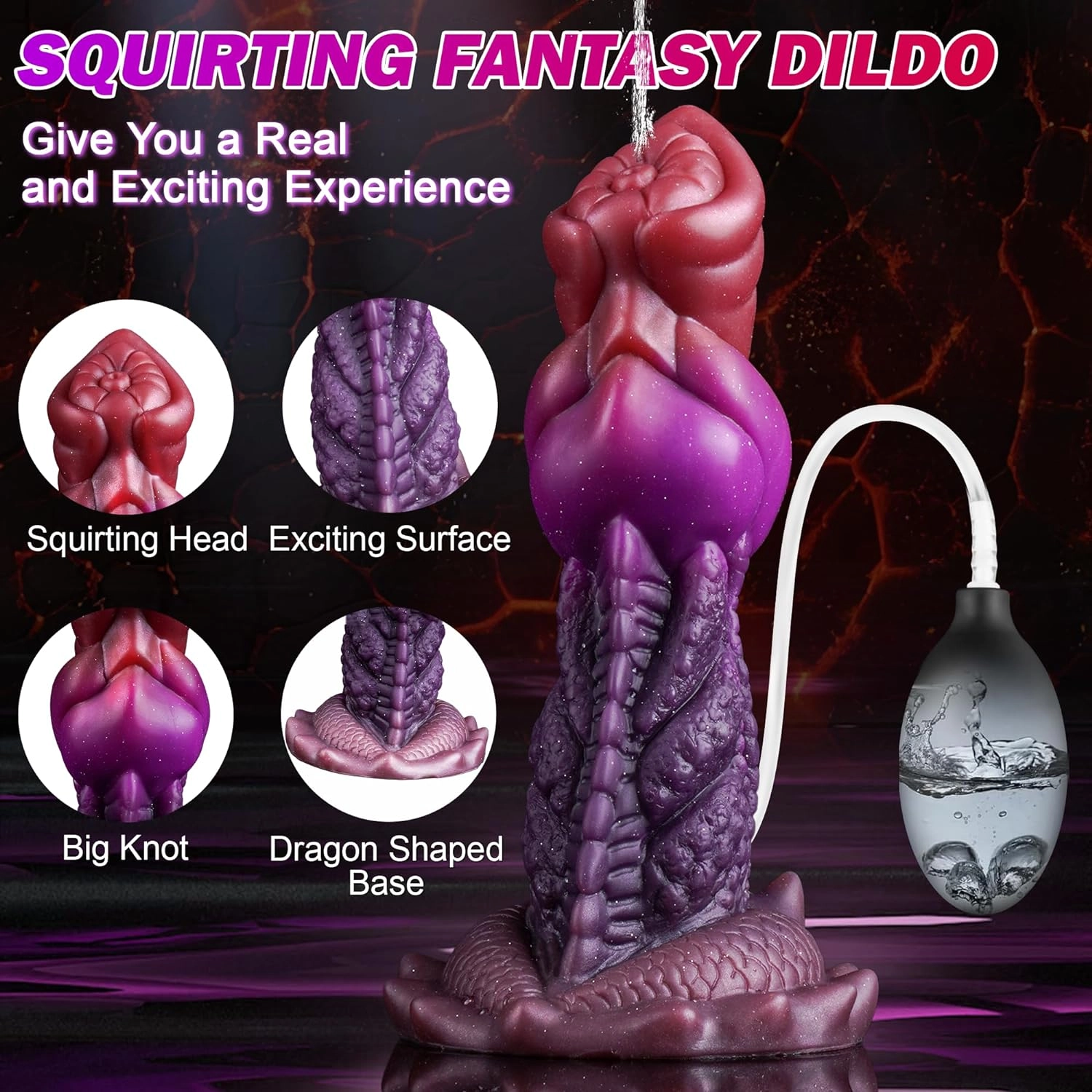 Perry 7.5 Squirting Dildo Monster Dildo With Strong Suction Cup-Laphwing