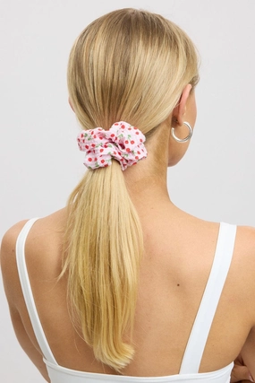 Pink Cherry Print Scrunchie