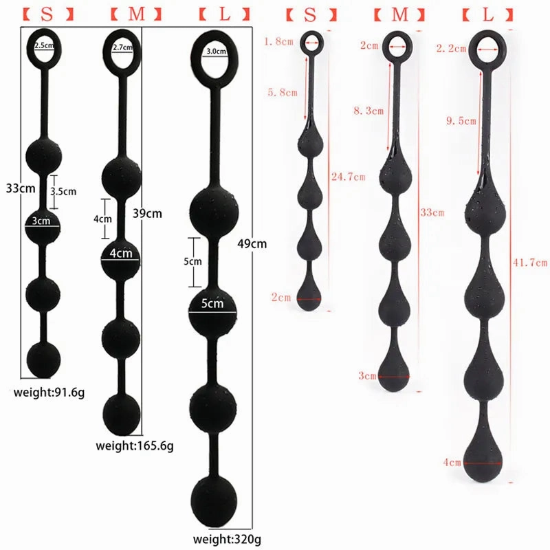 Premium Silicone Anal Beads - Large Bead Butt Plug Set for Intense Pleasure