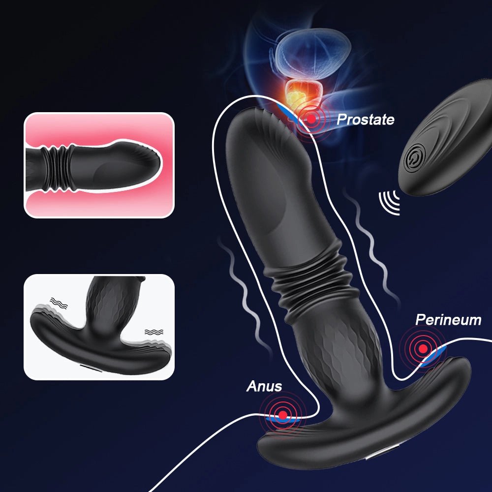 Prostate Thrusting Vibration Butt Plug with Remote Control - A1