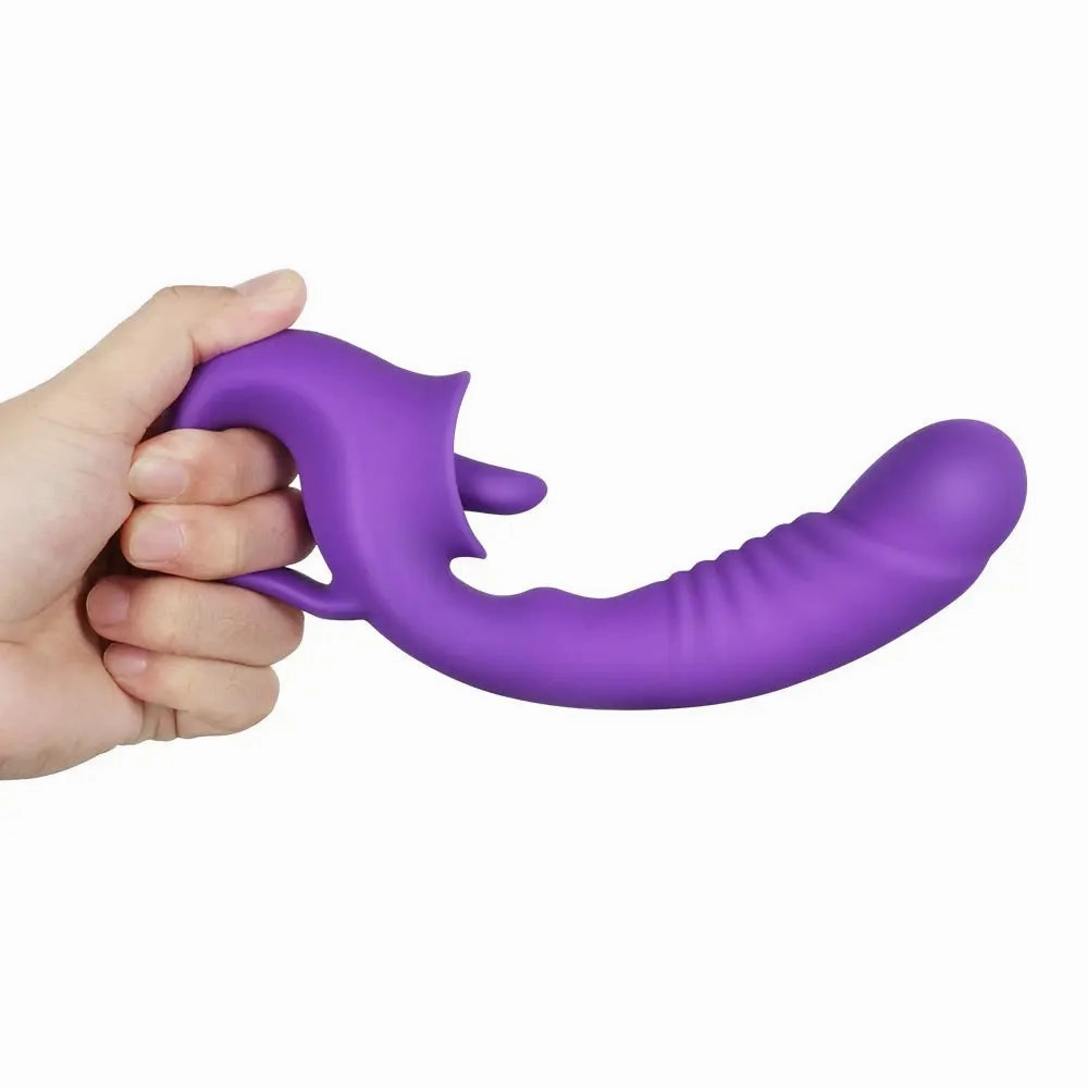 Quusvik Dual-Action Tongue Licking & Vibrating Dildo for Women
