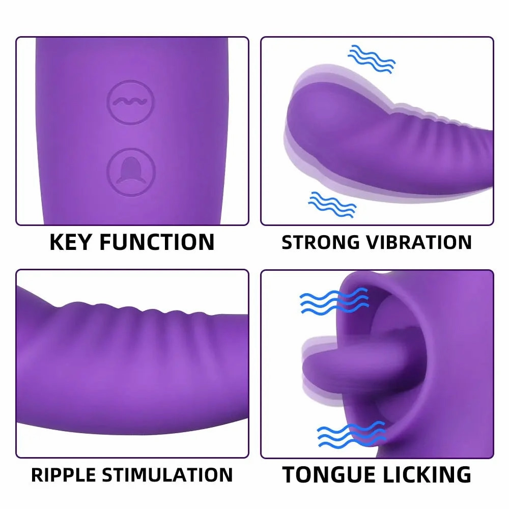 Quusvik Dual-Action Tongue Licking & Vibrating Dildo for Women