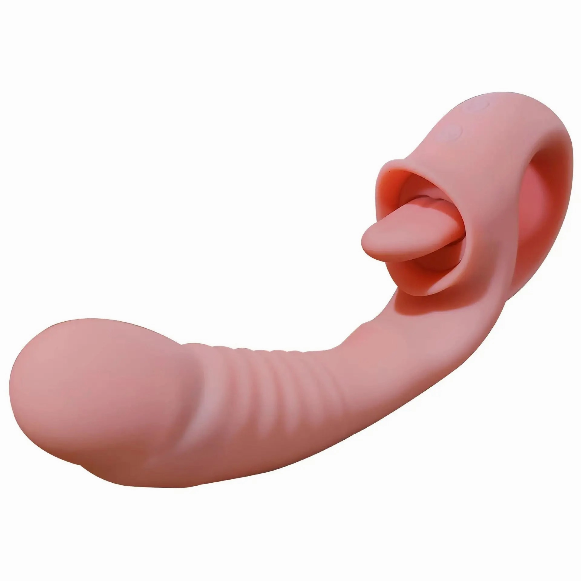 Quusvik Dual-Action Tongue Licking & Vibrating Dildo for Women