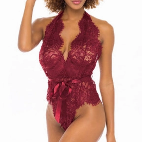 Rhubarb Lace Teddy - S/M
