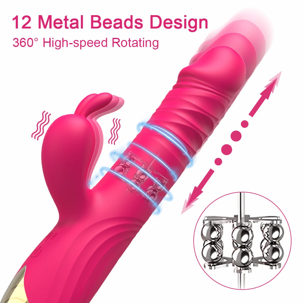 Rotating Beaded Thrusting Rose Rabbit Vibrator
