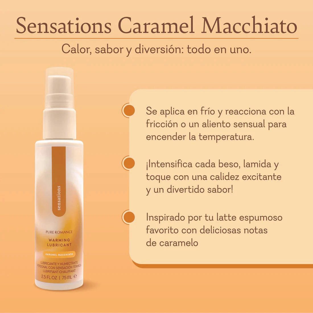 Sensations - Warming Lubricant - Caramel Macchiato - IN STOCK - 1 LEFT! - Pure Romance