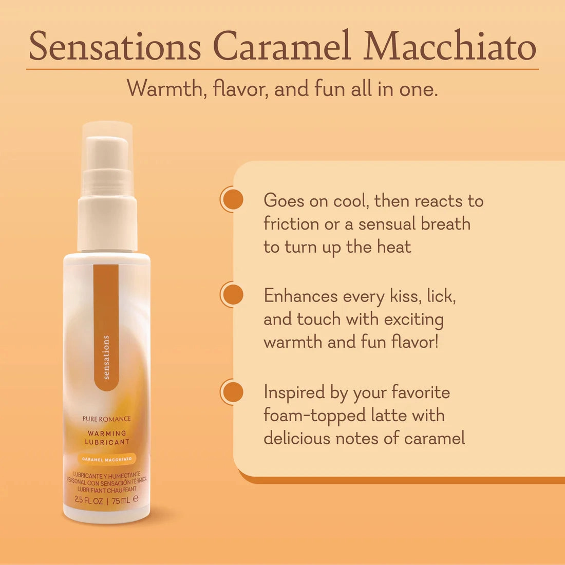 Sensations - Warming Lubricant - Caramel Macchiato - IN STOCK - 1 LEFT! - Pure Romance