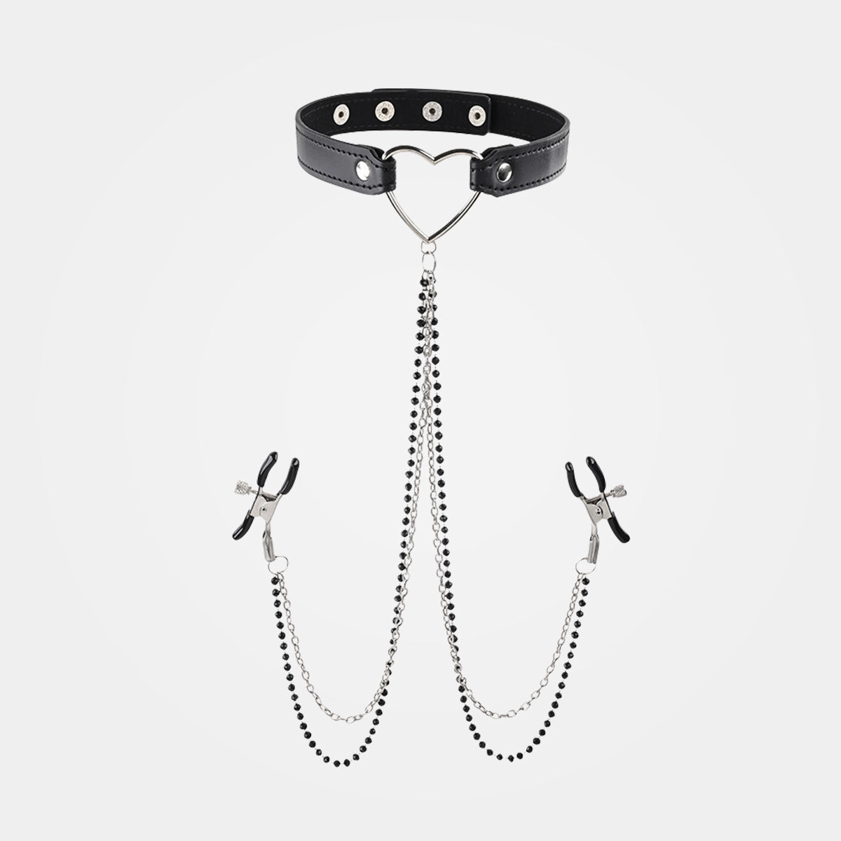 Sex & Mischief - Amor Black Collar with Nipple Clamps   Chain
