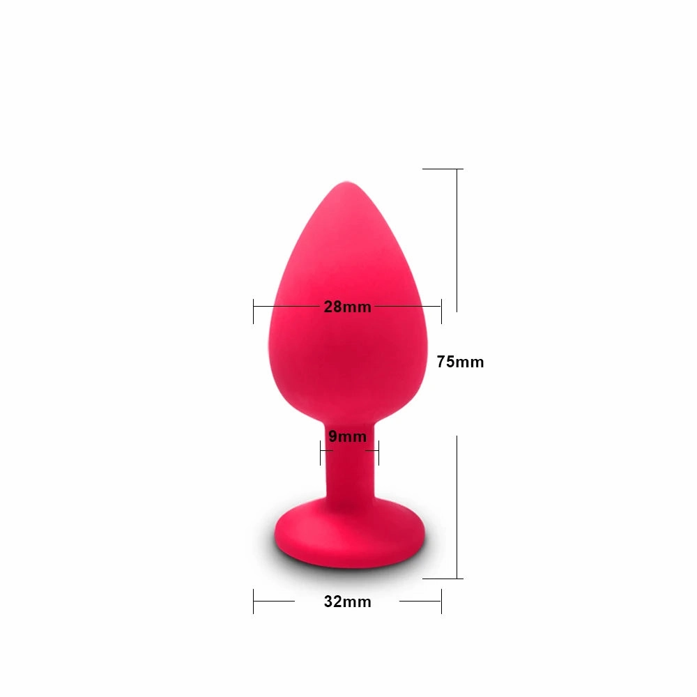 Silicone Butt Plug Anal Plug Set with Crystal Glasses End