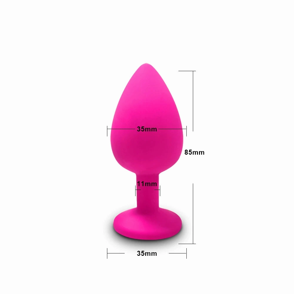 Silicone Butt Plug Anal Plug Set with Crystal Glasses End