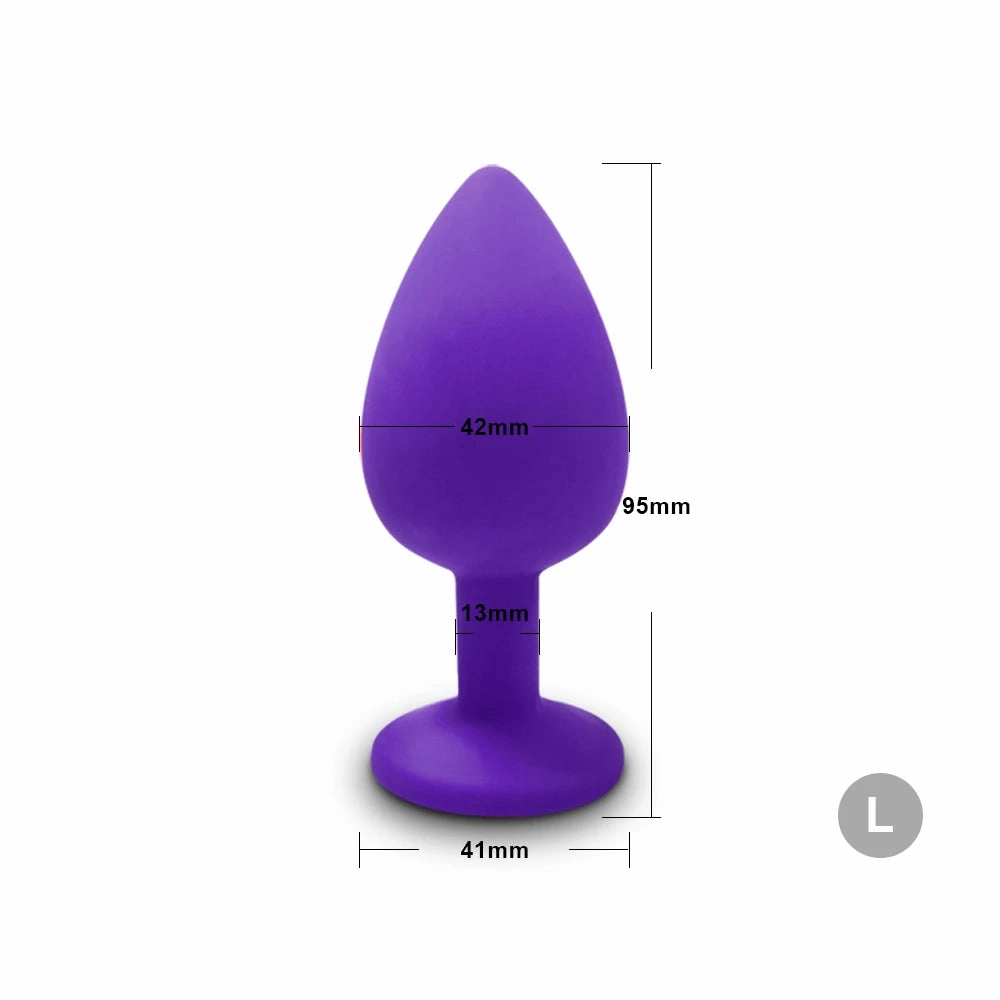 Silicone Butt Plug Anal Plug Set with Crystal Glasses End