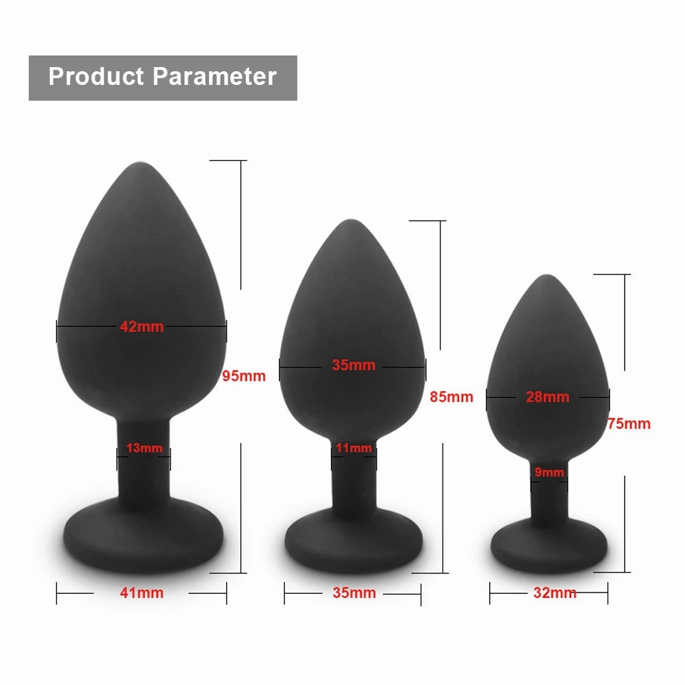 Silicone Butt Plug Anal Plug Set with Crystal Glasses End