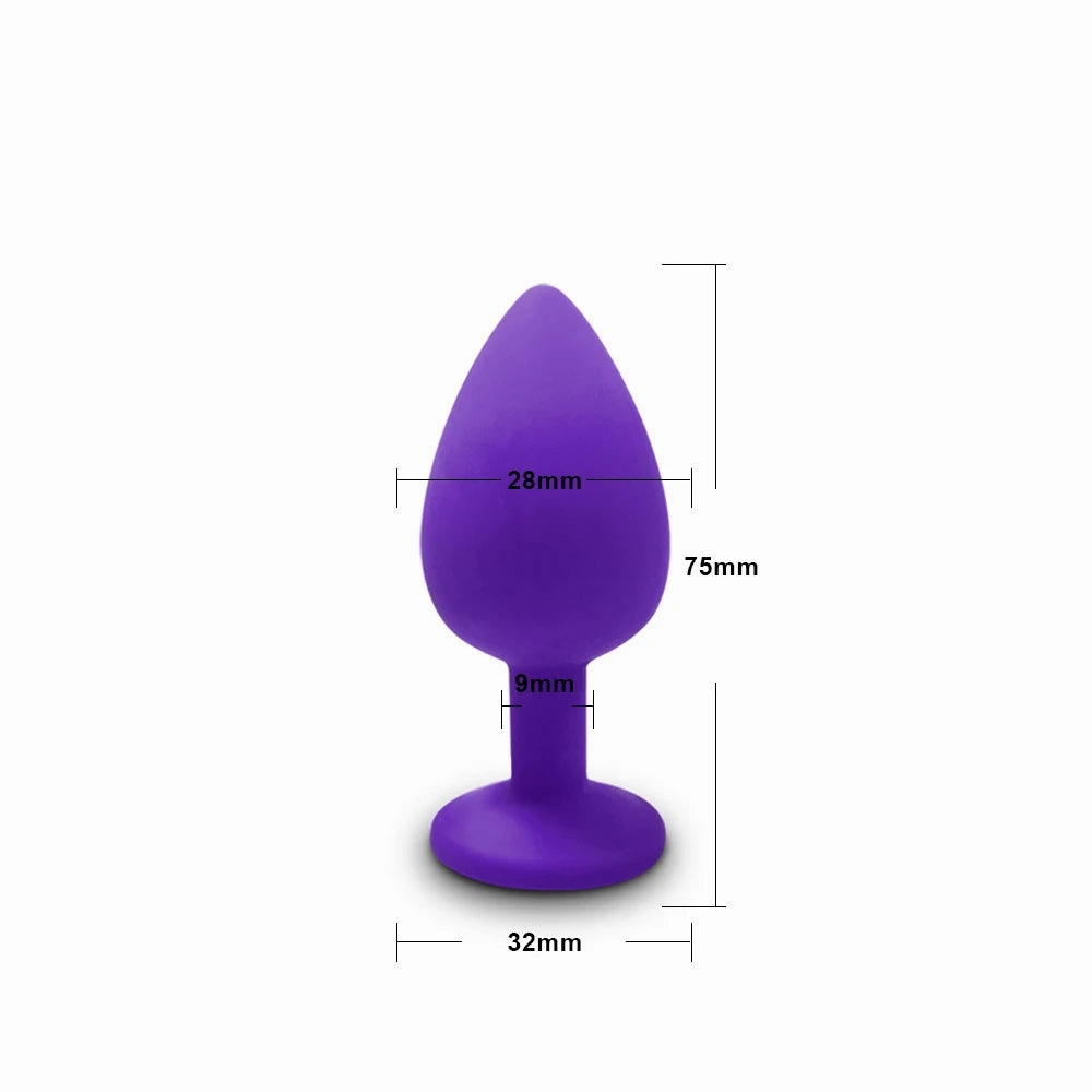 Silicone Butt Plug Anal Plug Set with Crystal Glasses End