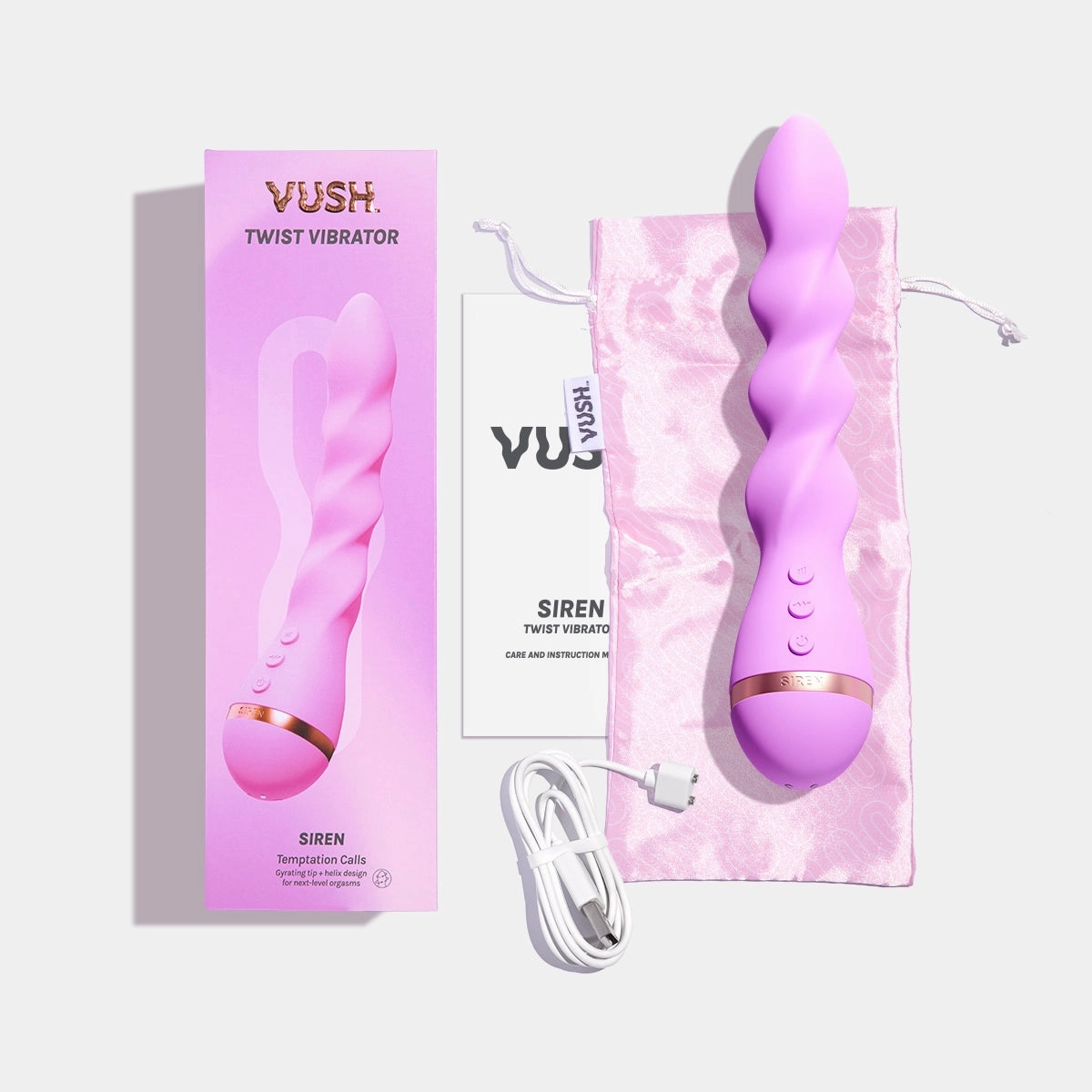 Siren - Purple Rechargeable Twist Vibrator with Gyrating Tip
