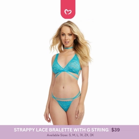 Strappy Lace Bralette with G String - 4 LEFT!