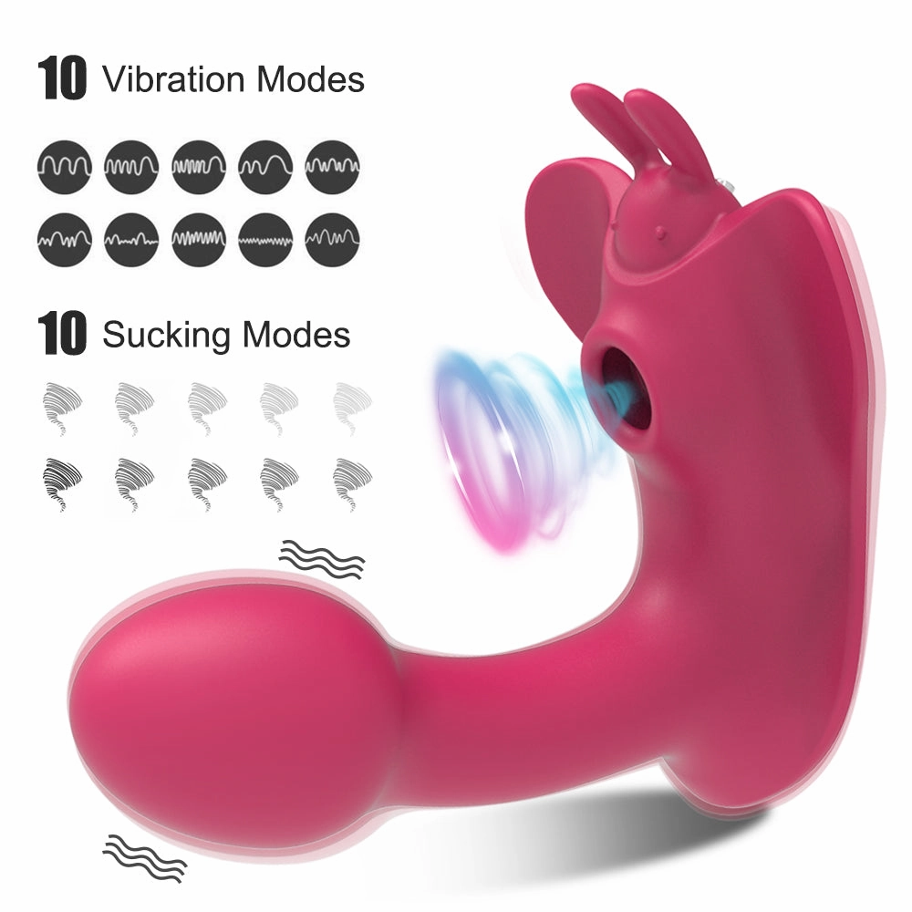 Wearable Butterfly Vibrator with Clit Sucker with Remote Control - W10