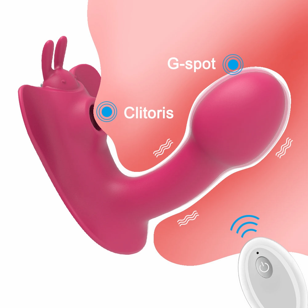 Wearable Butterfly Vibrator with Clit Sucker with Remote Control - W10