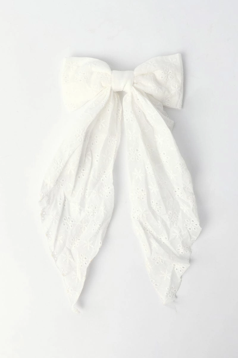 White Eyelet Hair Bow