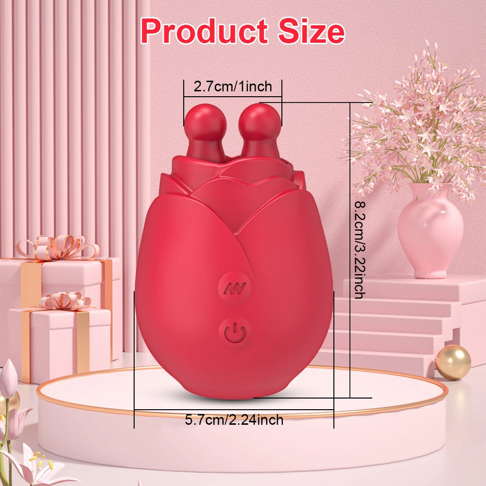 Yami - 10 Modes Licking Vibrating Rose Nipple Vibrators For Women