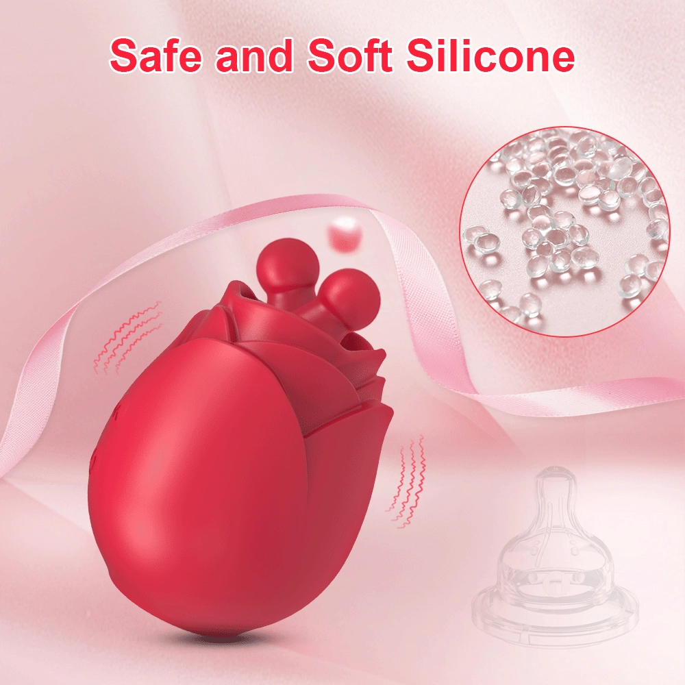 Yami - 10 Modes Licking Vibrating Rose Nipple Vibrators For Women