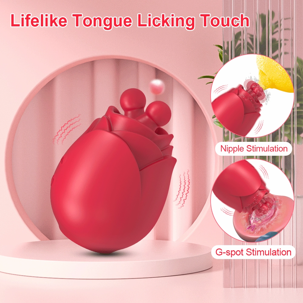 Yami - 10 Modes Licking Vibrating Rose Nipple Vibrators For Women