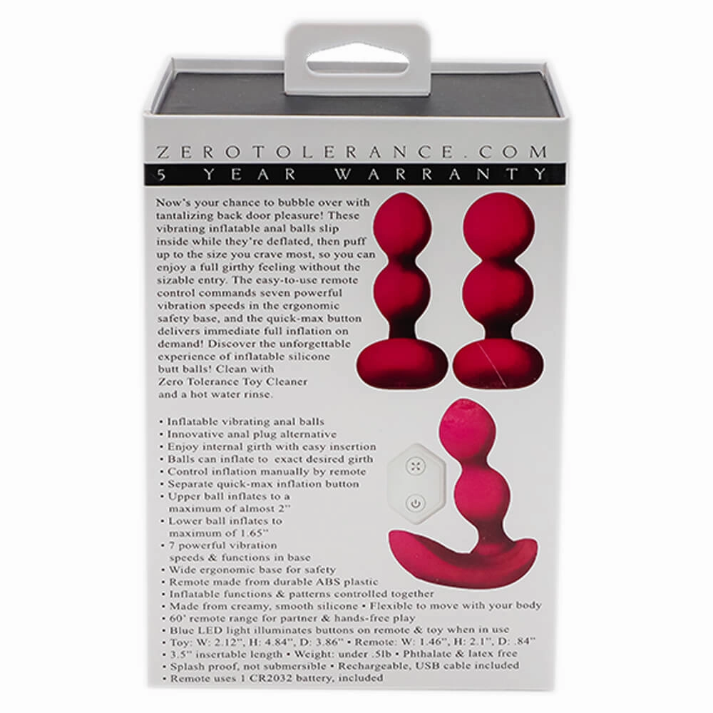 Zero Tolerance Bubble Butt Silicone Inflatable Rechargeable Anal Plug With Remote Control